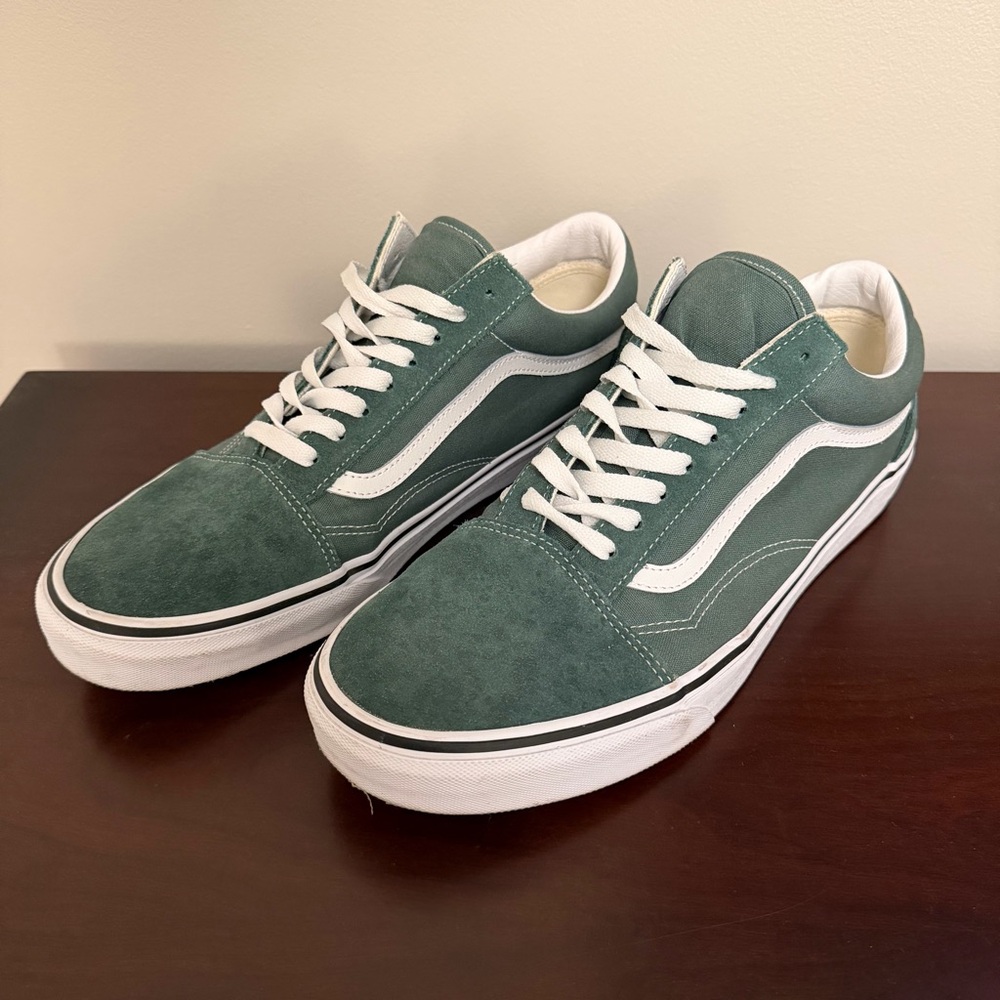 Vans Old Skool Size 12 Green Suede - Picture 2 of 11